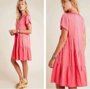 Anthropologie Maeve Sacha Jacquard Tiered Tunic Dress sz M